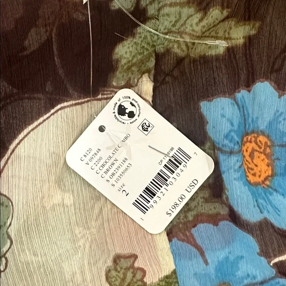 NWT Free People Palermo Villa Chiffon Maxi Skirt-Chocolate Combo - Picture 5 of 5